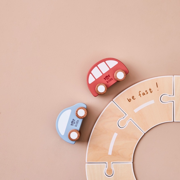 Personalised Just Bee Kids Wooden Road Track with Vehicle Toys FSC®
