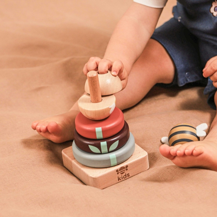 Personalised Just Bee Kids Wooden Bee Stacker Toy