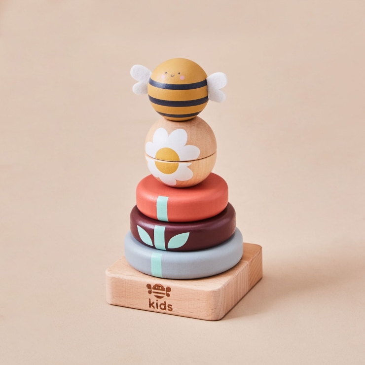 Personalised Just Bee Kids Wooden Bee Stacker Toy